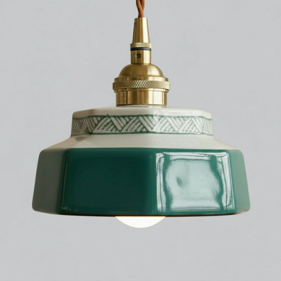 Suspension Vintage Céramique et Cuivre