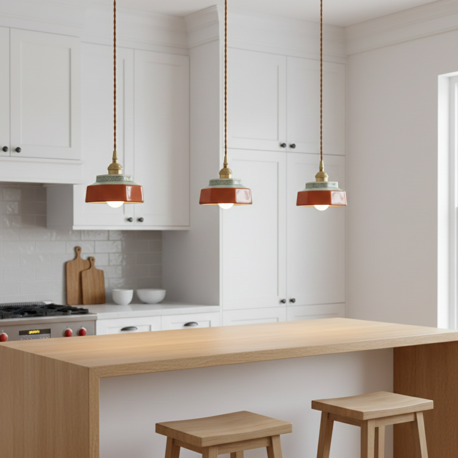 Suspension Vintage Céramique et Cuivre