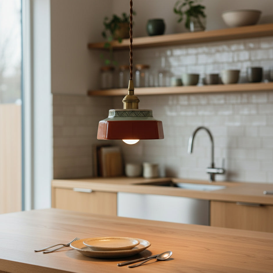 Suspension Vintage Céramique et Cuivre