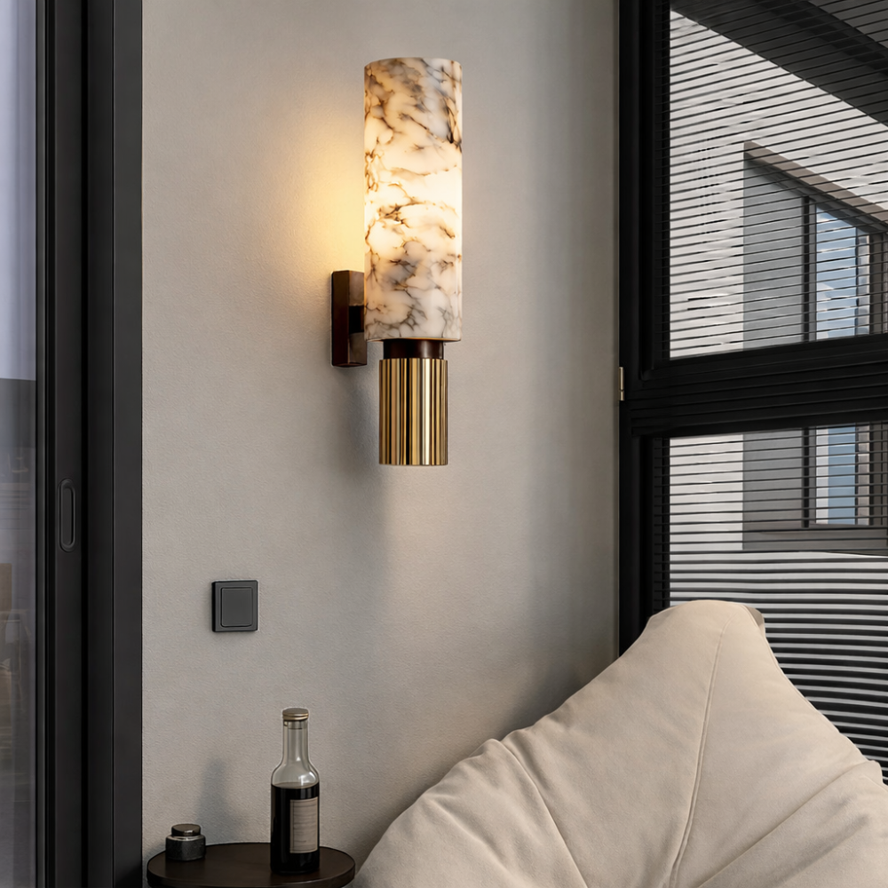 Applique Murale Marbre et Cuivre