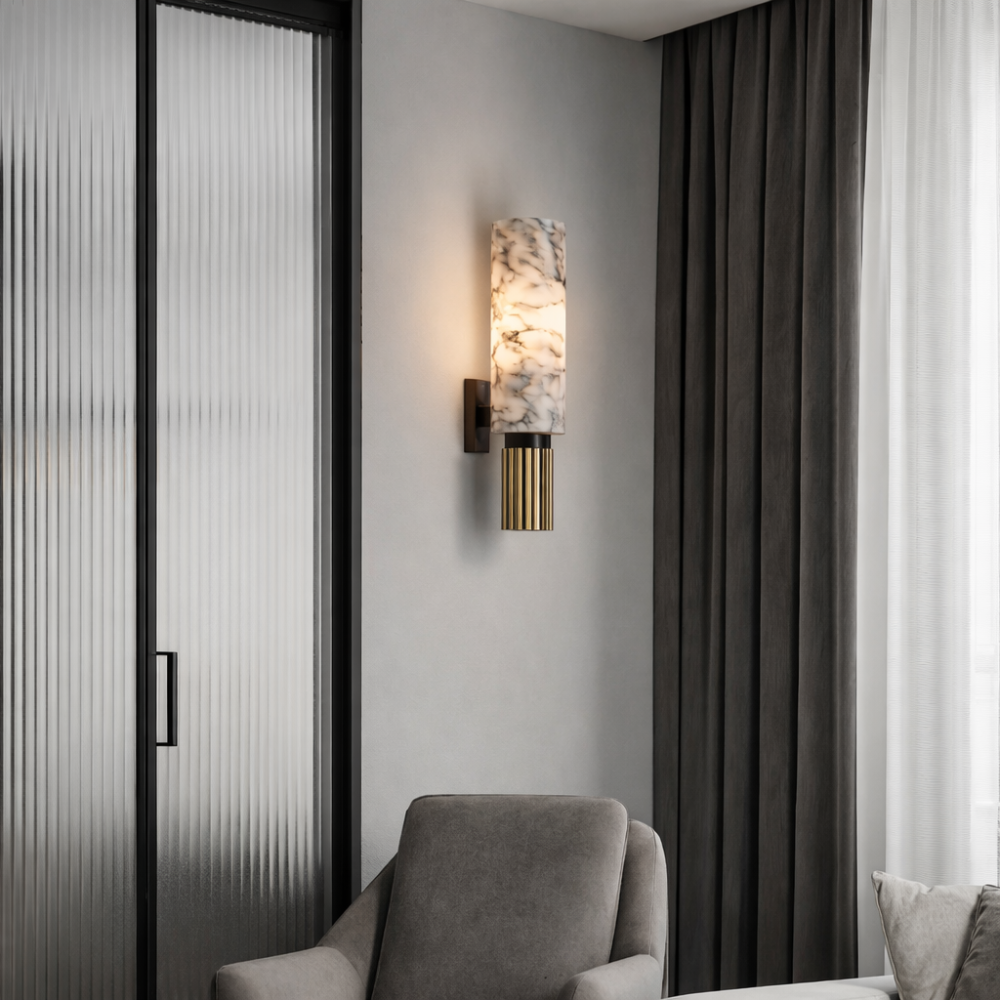 Applique Murale Marbre et Cuivre