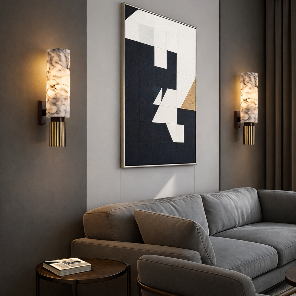 Applique Murale Marbre et Cuivre