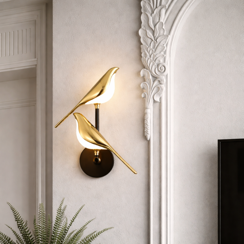 Applique Murale LED Oiseau Doré