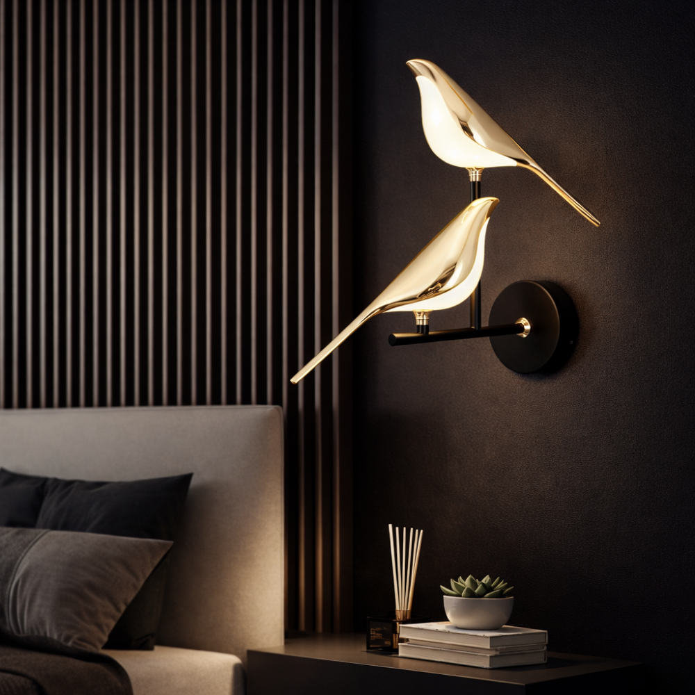 Applique Murale LED Oiseau Doré