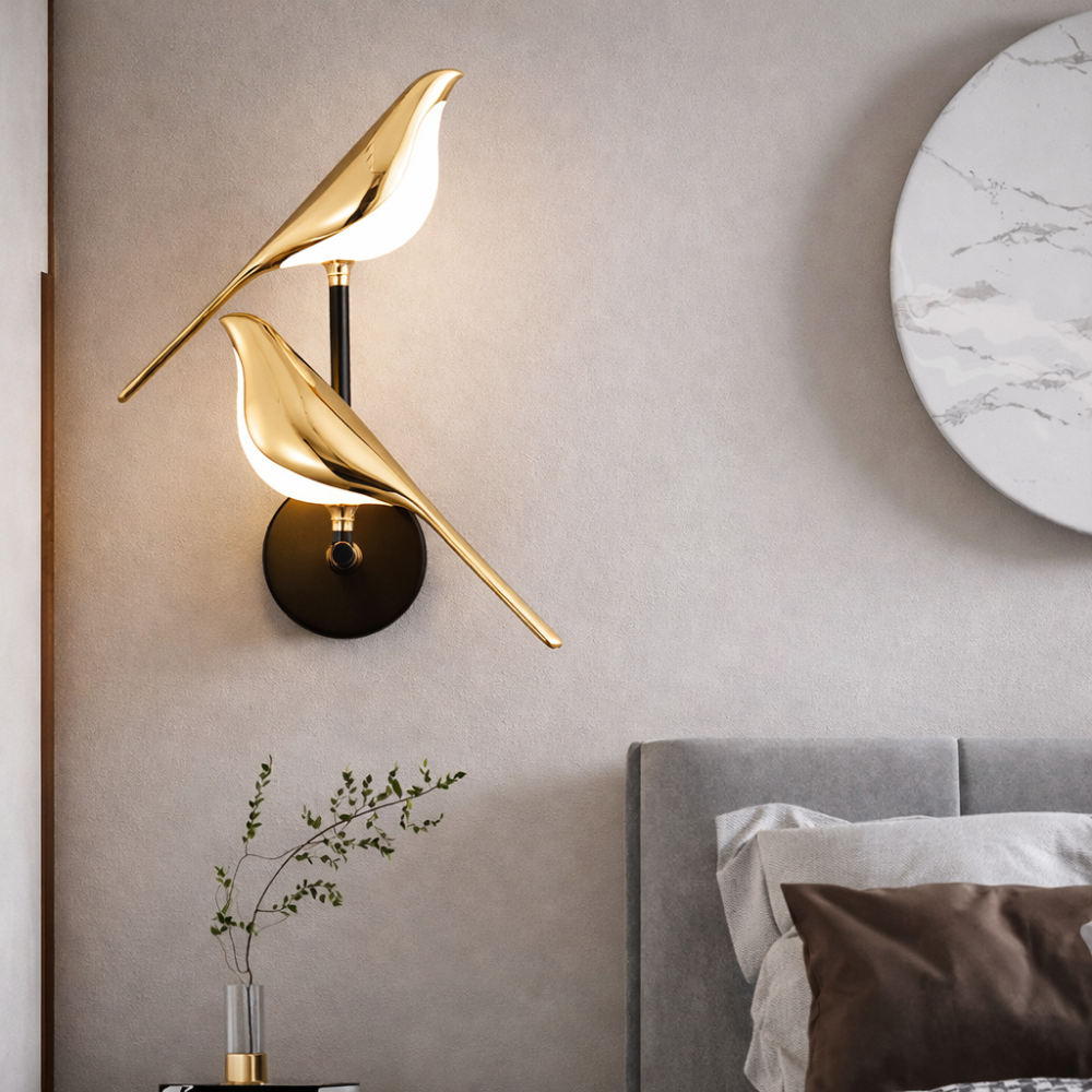 Applique Murale LED Oiseau Doré