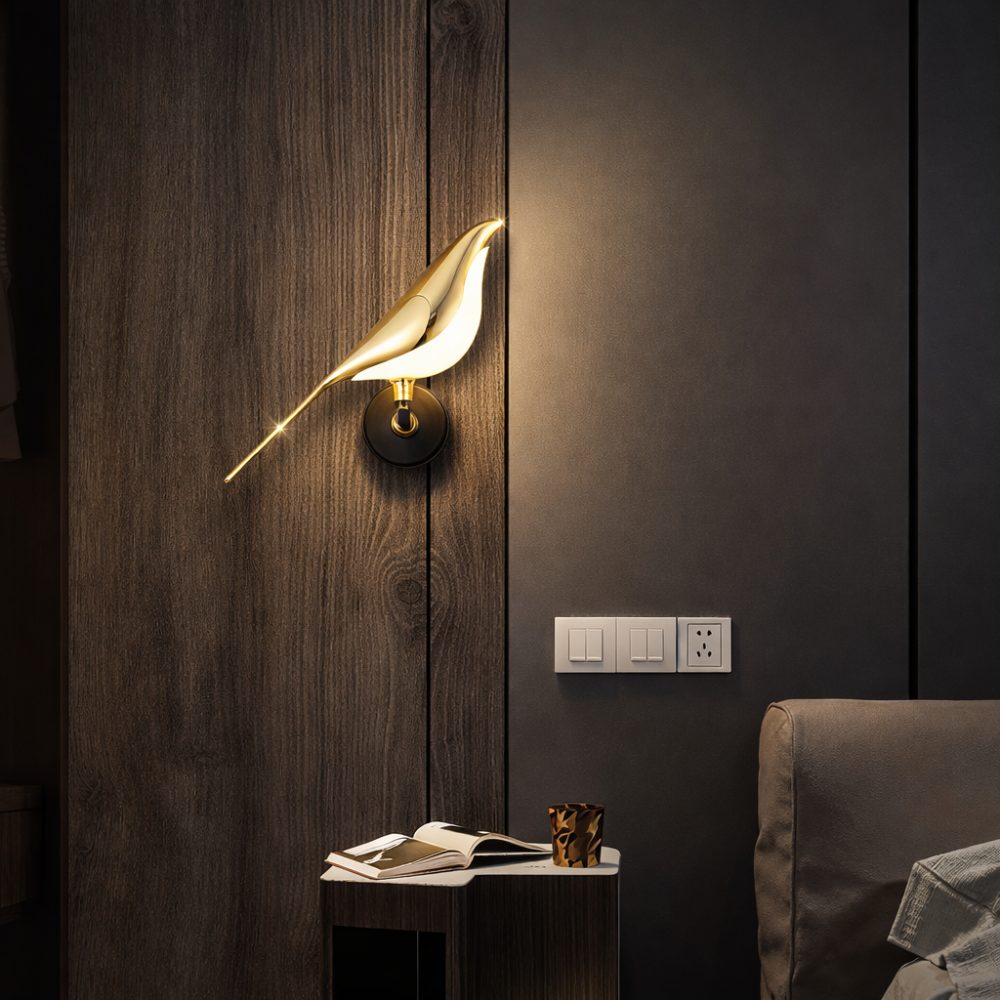 Applique Murale LED Oiseau Doré