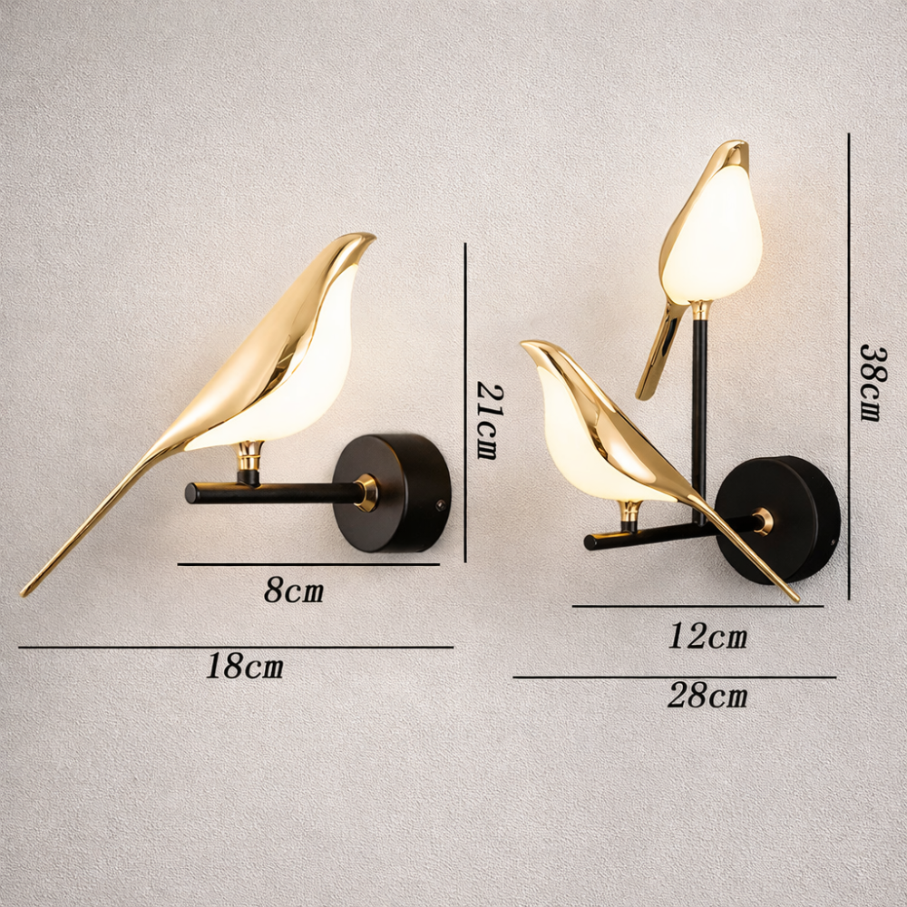 Applique Murale LED Oiseau Doré