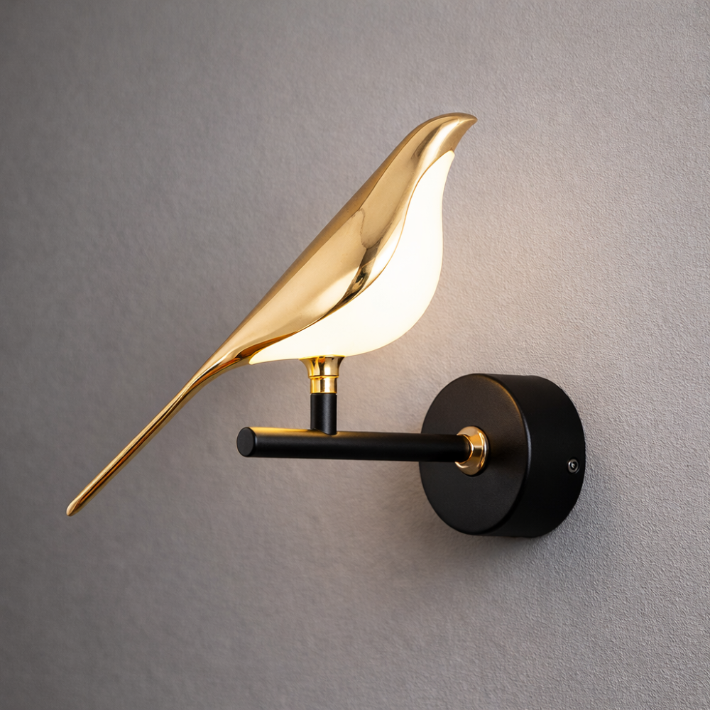 Applique Murale LED Oiseau Doré