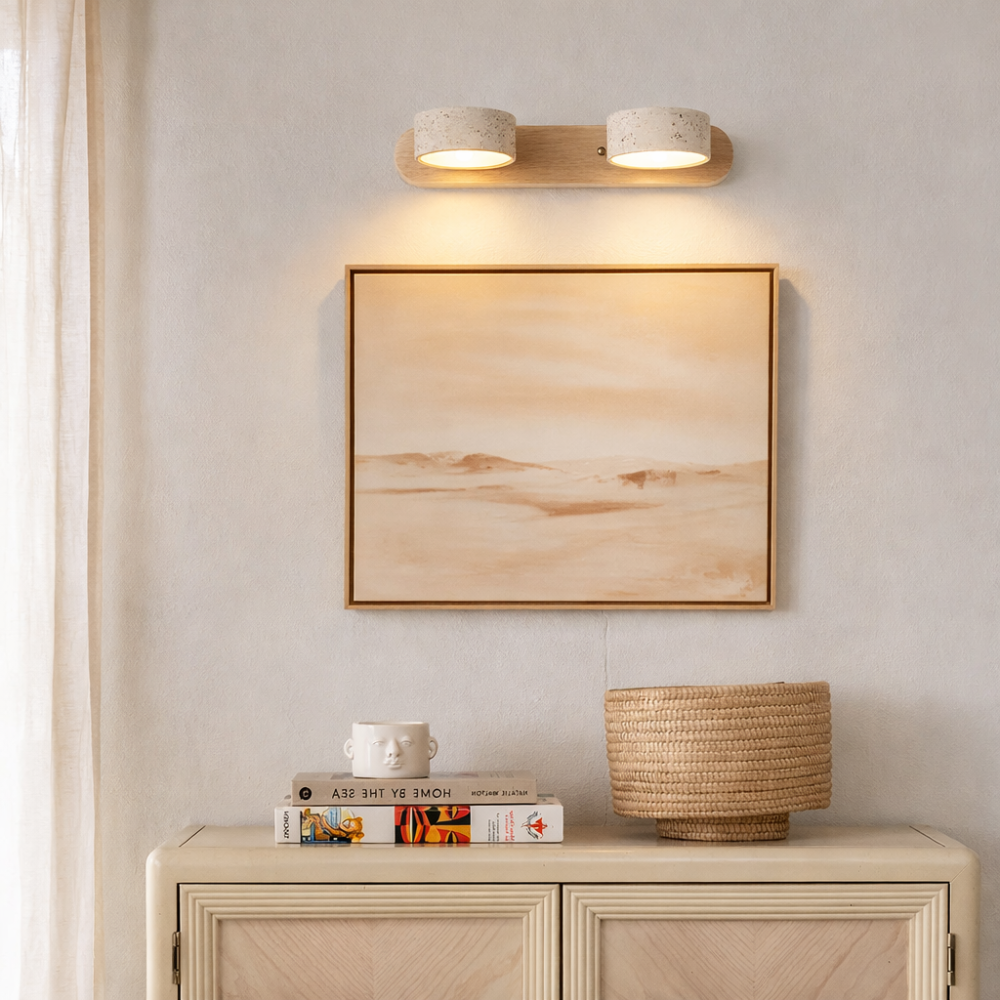 Applique Murale Travertin et Bois