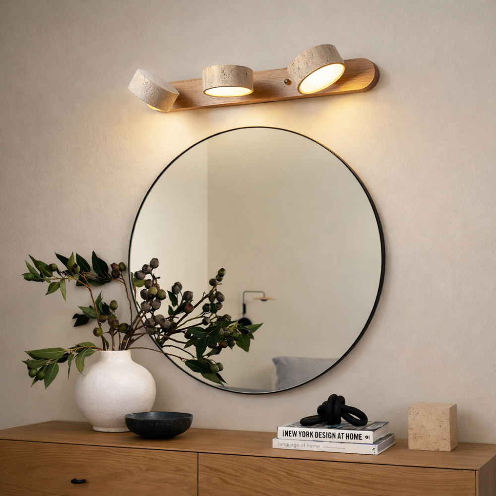 Applique Murale Travertin et Bois