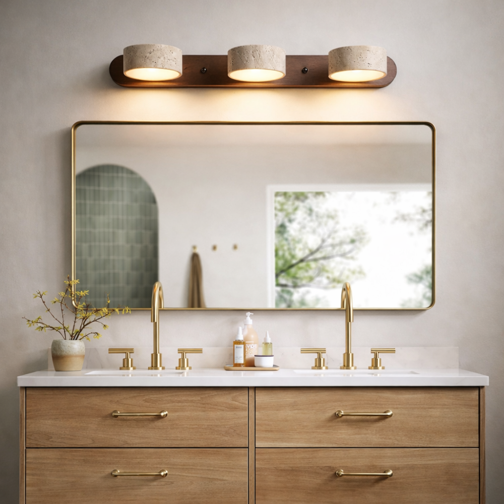 Applique Murale Travertin et Bois