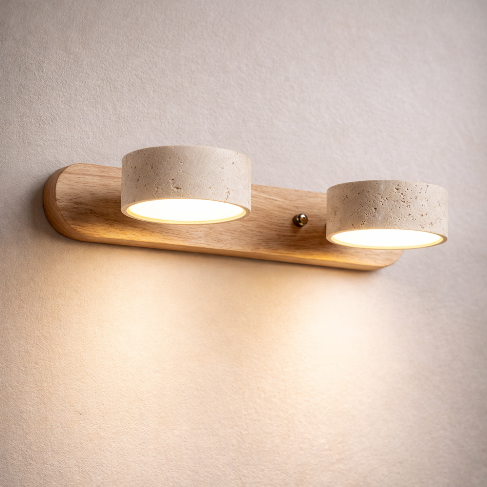 Applique Murale Travertin et Bois