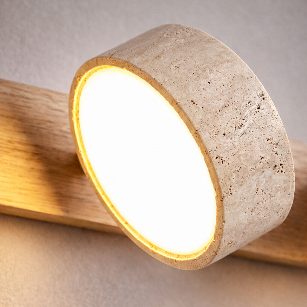 Applique Murale Travertin et Bois